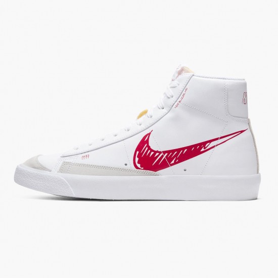 Nike Blazer Mid 77 Sketch Bílý Červené CW7580 100 Sportovní obuv