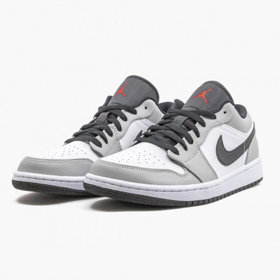 Air Jordan 1 Retro Low Light Smoke Šedá 553558 030 Lt Smoke Šedá/Gym Červené-Bílý AJ1 Jordánské boty