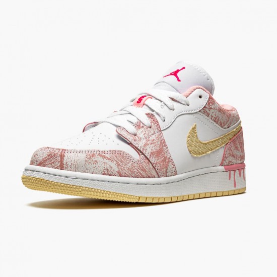 Air Jordan 1 Low SE GS Paint Drip Arctic Punch CW7104 601 Dámské AJ1 Jordánské boty