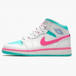 Air Jordan 1 Mid "Digital Růžový" Dámské Bílý/Digital Růžový-Aurora Gree 555112 102 AJ1 Jordánské boty