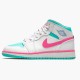 Air Jordan 1 Mid Digital Růžový Dámské Bílý/Digital Růžový-Aurora Gree 555112 102 AJ1 Jordánské boty