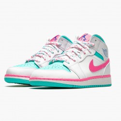 Air Jordan 1 Mid "Digital Růžový" Dámské Bílý/Digital Růžový-Aurora Gree 555112 102 AJ1 Jordánské boty