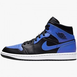 Air Jordan 1 Mid "Hyper Royal" Tumbled Leather 554724-077 AJ1 Jordánské boty