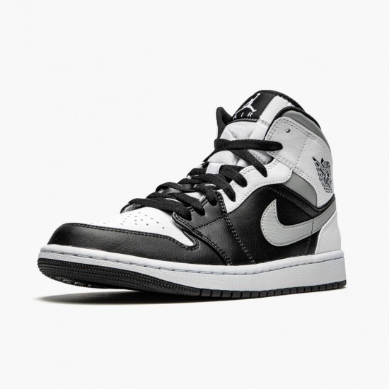 Air Jordan 1 Mid Bílý Shadow Černá/Bílý-Lt Smoke Šedá 554724 073 AJ1 Jordánské boty