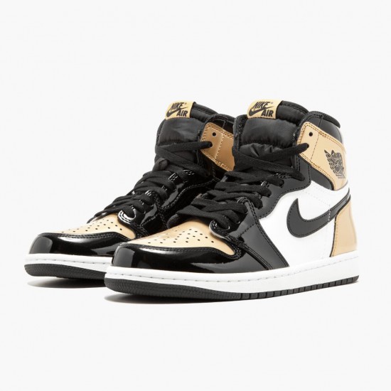 Air Jordan 1 Retro Zlato Toe Černá/Metallic Zlato-Summit Whi 861428 007 AJ1 Jordánské boty