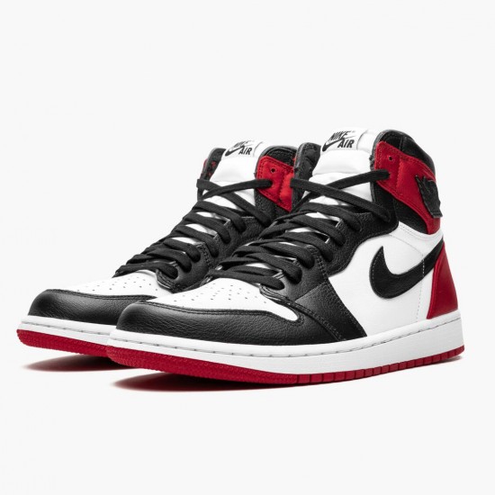 Nike Air Jordan 1 High OG Satin Černá Toe Černá/Černá-Bílý-Varsity Červené CD0461 016 AJ1 Jordánské boty