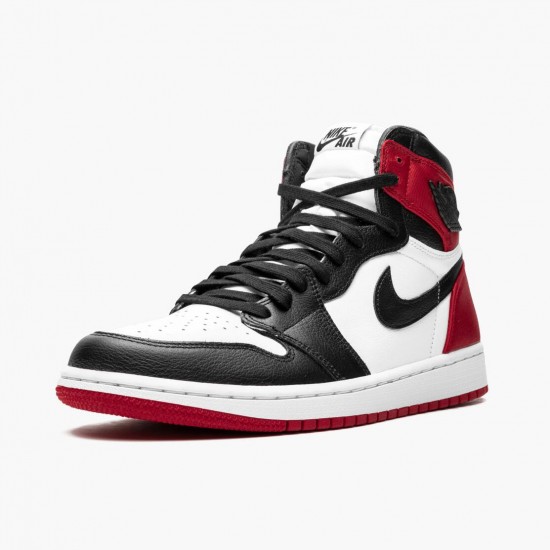 Nike Air Jordan 1 High OG Satin Černá Toe Černá/Černá-Bílý-Varsity Červené CD0461 016 AJ1 Jordánské boty