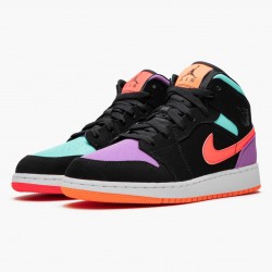 Nike Air Jordan 1 Mid "Candy" Černá/Total Oranžovýý 554725 083 AJ1 Jordánské boty