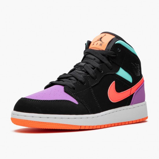 Nike Air Jordan 1 Mid Candy Černá/Total Oranžovýý 554725 083 AJ1 Jordánské boty