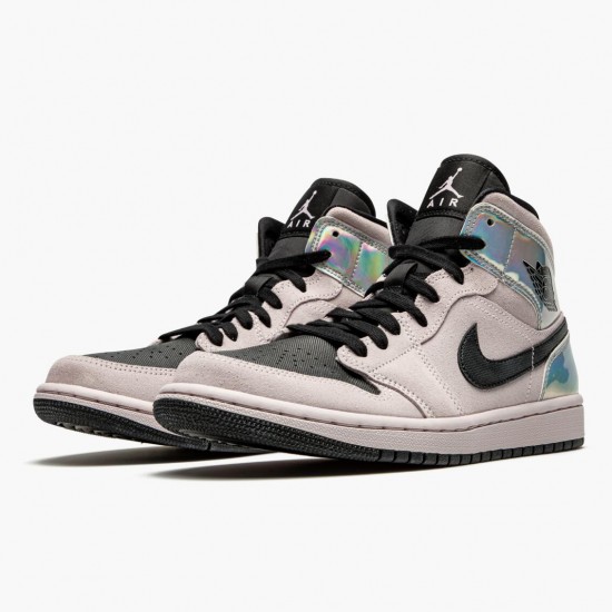 Nike Air Jordan 1 Mid Dirty Powder Iridescent Barely Rose/Černá/Multi BQ6472 602 AJ1 Jordánské boty