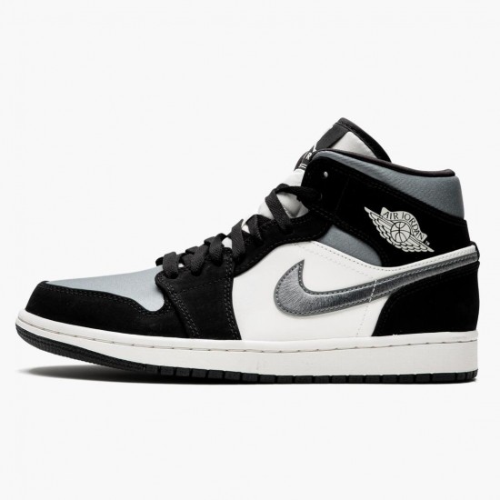 Nike Air Jordan 1 Mid Satin Šedá Toe Černá/Anthracite-Sail 852542 011 Tenisky AJ1