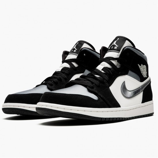 Nike Air Jordan 1 Mid Satin Šedá Toe Černá/Anthracite-Sail 852542 011 Tenisky AJ1