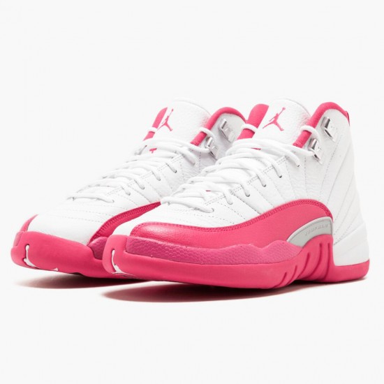 Air Jordan 12 Retro Dynamic Růžový Dámské AJ12 510815 109 Bílý/Vivid Růžový-Mtllc Stříbrný Jordánské boty