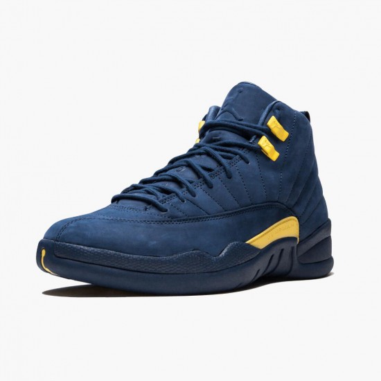 Air Jordan 12 Retro Michigan Pánské AJ12 BQ3180 407 College Navy/Amarillo Jordánské boty