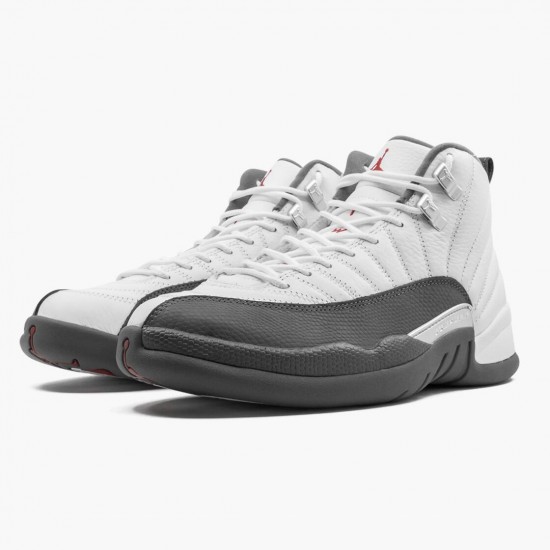 Air Jordan 12 Retro Bílý Dark Šedá Pánské AJ12 130690 160 Bílý/Dark Šedá-Gym Červené Jordánské boty