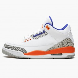 Air Jordan 3 Retro "Knicks" 136064 148 Bílý/Old Royal University Ora AJ3 Jordánské boty