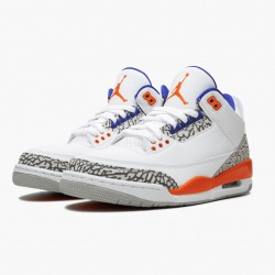 Air Jordan 3 Retro "Knicks" 136064 148 Bílý/Old Royal University Ora AJ3 Jordánské boty