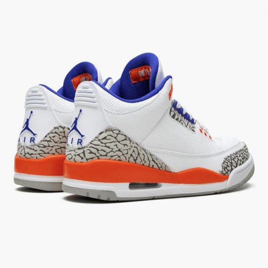 Air Jordan 3 Retro Knicks 136064 148 Bílý/Old Royal University Ora AJ3 Jordánské boty