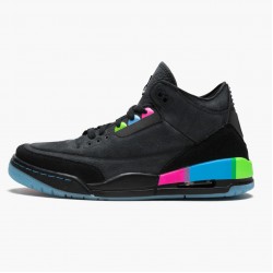 Air Jordan 3 Retro "Quai54" AT9195 001 Černá/Černá-Electric Zelená AJ3 Jordánské boty