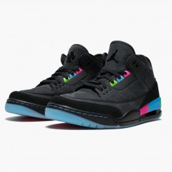 Air Jordan 3 Retro "Quai54" AT9195 001 Černá/Černá-Electric Zelená AJ3 Jordánské boty