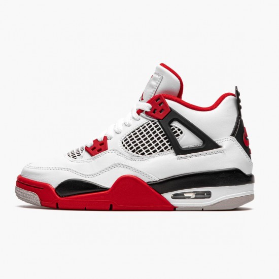 Air Jordan 4 Retro OG GS Fire Červené 2020 Pánské Jordánské boty 408452 160 Bílý/Fire Červené-Černá-Tech Šedá