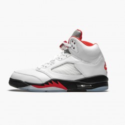 Air Jordan 5 Retro "Fire Červené Stříbrný Tongue" Pánské True Bílý/Fire Červené-Černá DA1911 102 AJ5 Jordánské boty