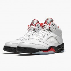 Air Jordan 5 Retro "Fire Červené Stříbrný Tongue" Pánské True Bílý/Fire Červené-Černá DA1911 102 AJ5 Jordánské boty