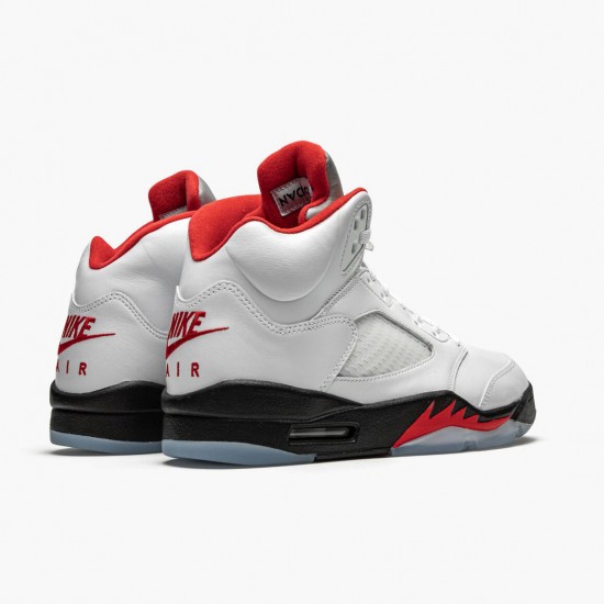 Air Jordan 5 Retro Fire Červené Stříbrný Tongue Pánské True Bílý/Fire Červené-Černá DA1911 102 AJ5 Jordánské boty