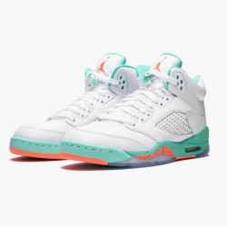 Air Jordan 5 Retro "Light Aqua" Bílý/Crimson Pulse-Light Aqua 440892 100 AJ5 Jordánské boty