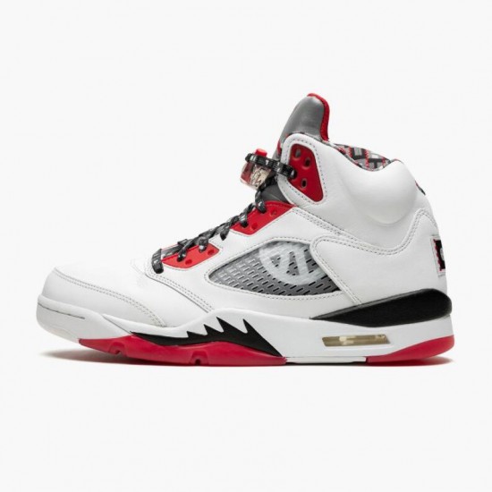 Air Jordan 5 Retro Quai 54 2021 Bílý/University Červené-Černá DJ7903 106