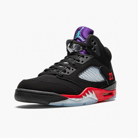 Air Jordan 5 Retro Top 3 Pánské Černá/Fire Červené-Grape Ice-New E CZ1786 001 AJ5 Jordánské boty